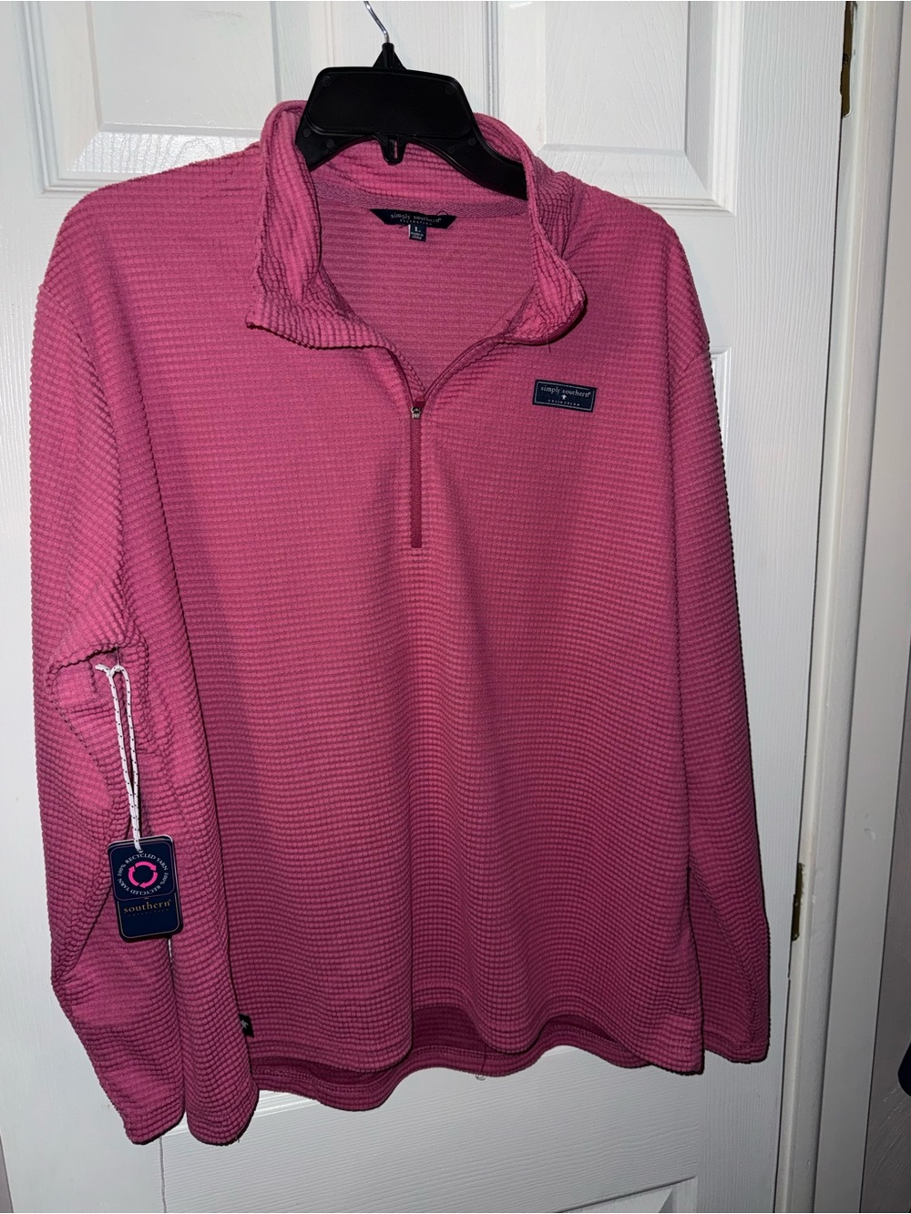 Simply Southern Pink Waffle Knit Quarter-Zip Pullover